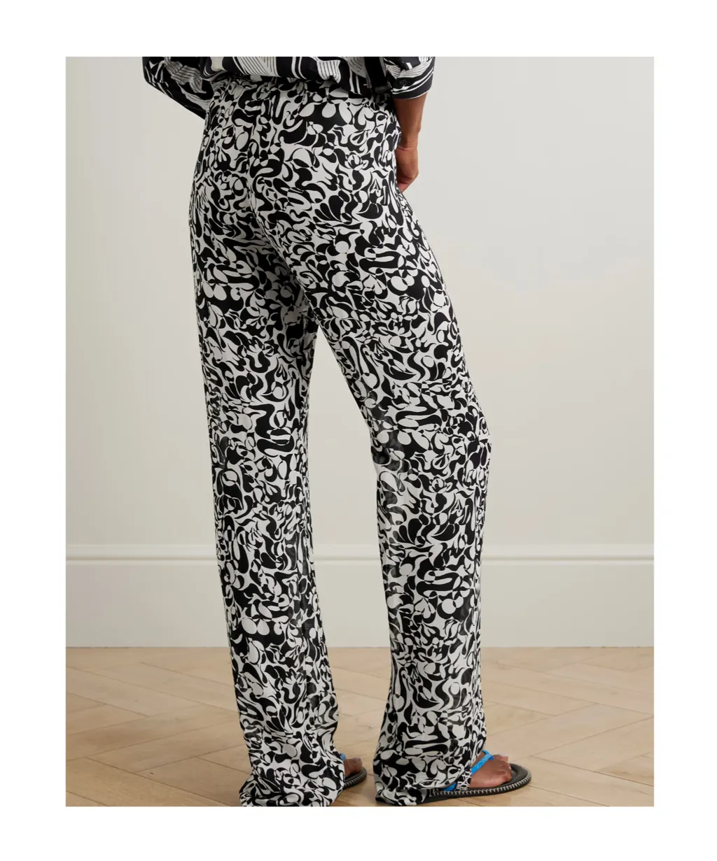 Printed Chiffon Straight Leg Casual Pants