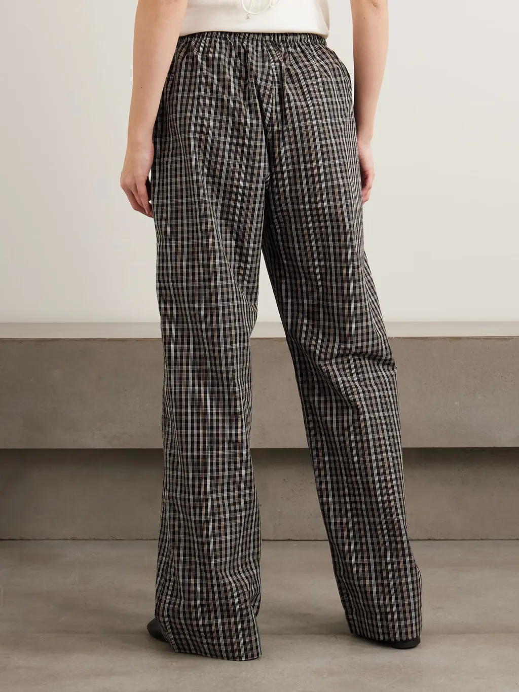 Plaid Wide-Leg Casual Pants