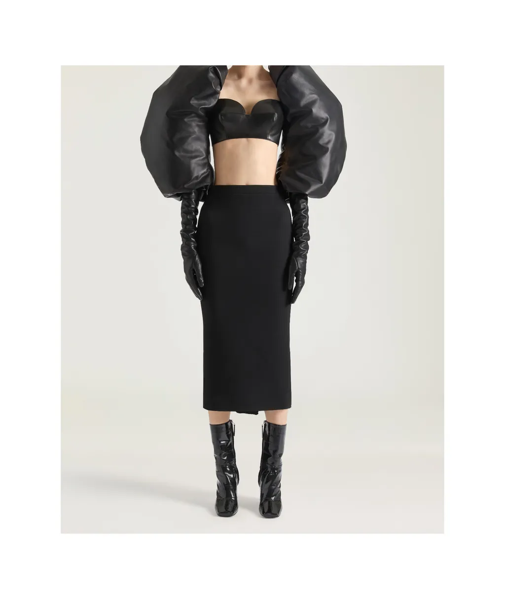 Midi Kickback Skirt In Wool