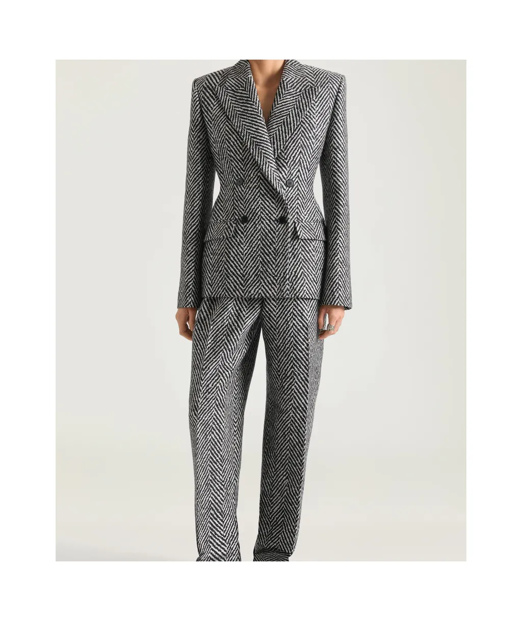 Double-Breasted Jacket In Herringbone Mixed Wool