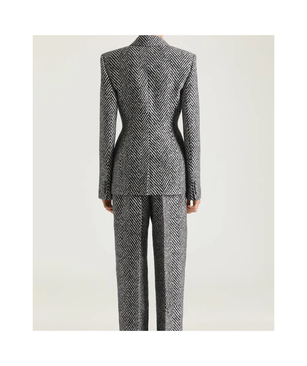 Double-Breasted Jacket In Herringbone Mixed Wool