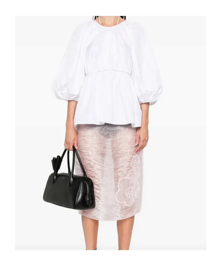 Gathered-Waist Puff-Sleeve Top