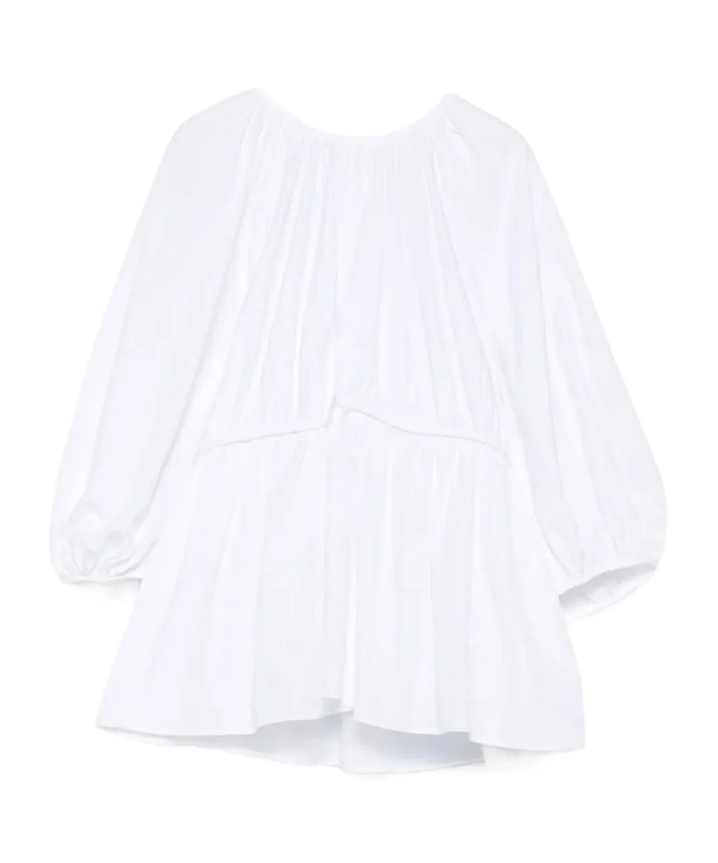 Gathered-Waist Puff-Sleeve Top