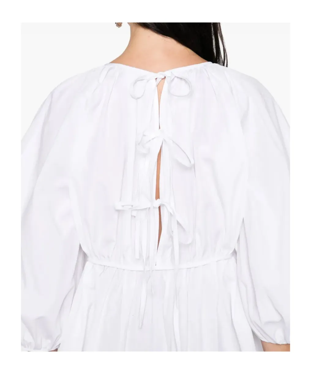 Gathered-Waist Puff-Sleeve Top