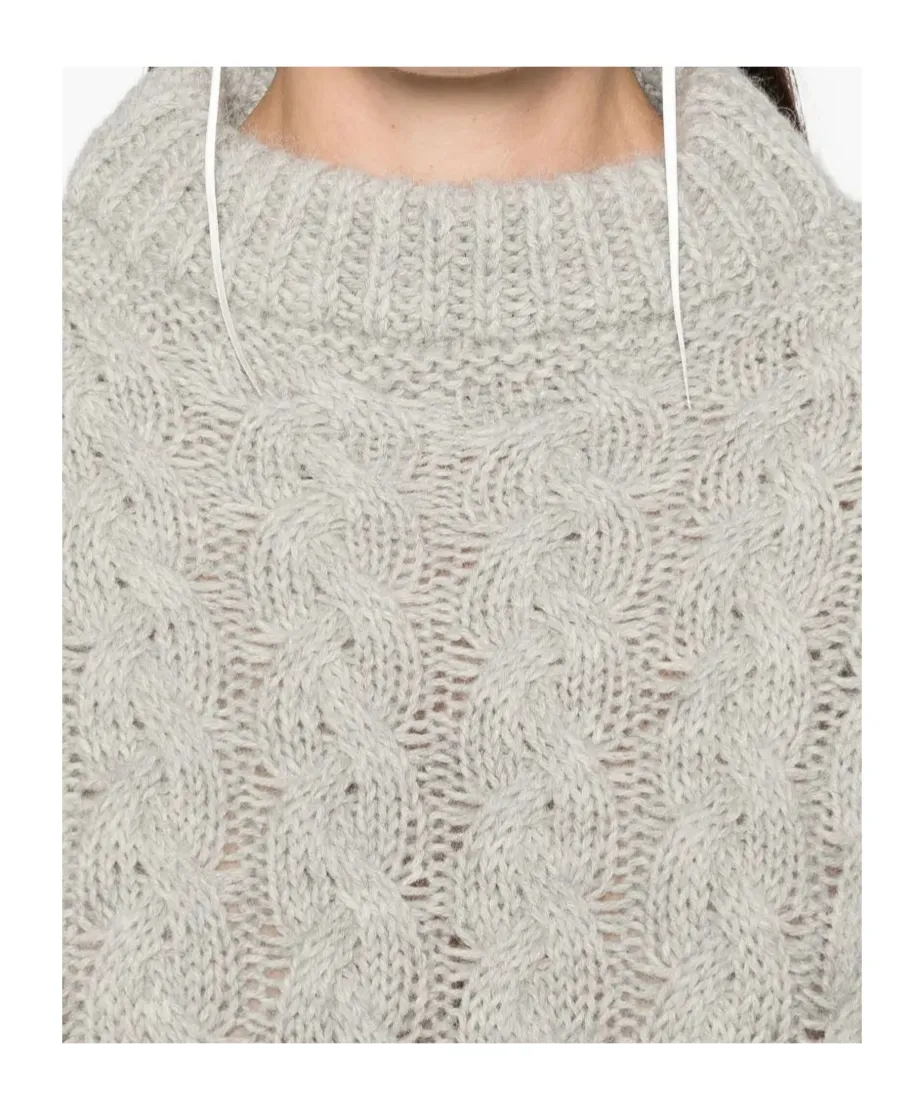 Cable-Knit Crew-Neck Sweater