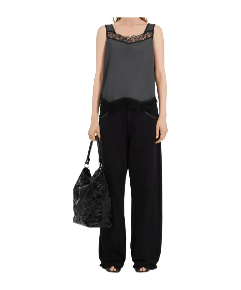 Mm6 Maison Margiela Mirrored Lace Slip Top