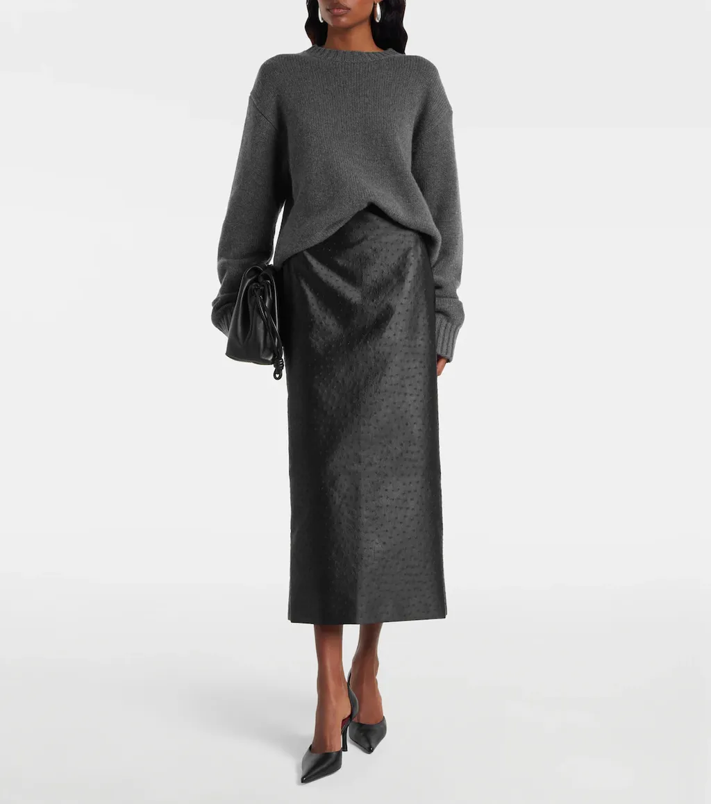 Embossed High-Waist Skirt