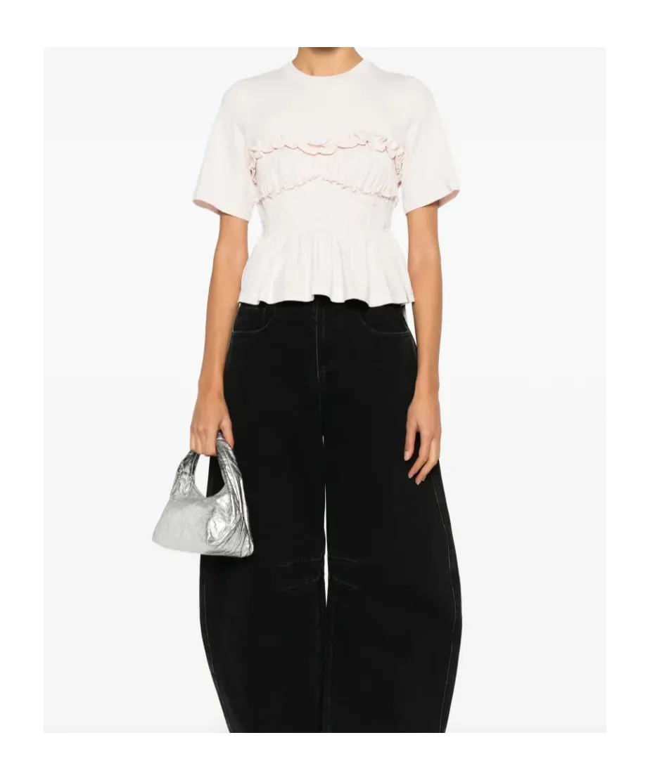 Cecilie Bahnsen Smocked Peplum T-Shirt