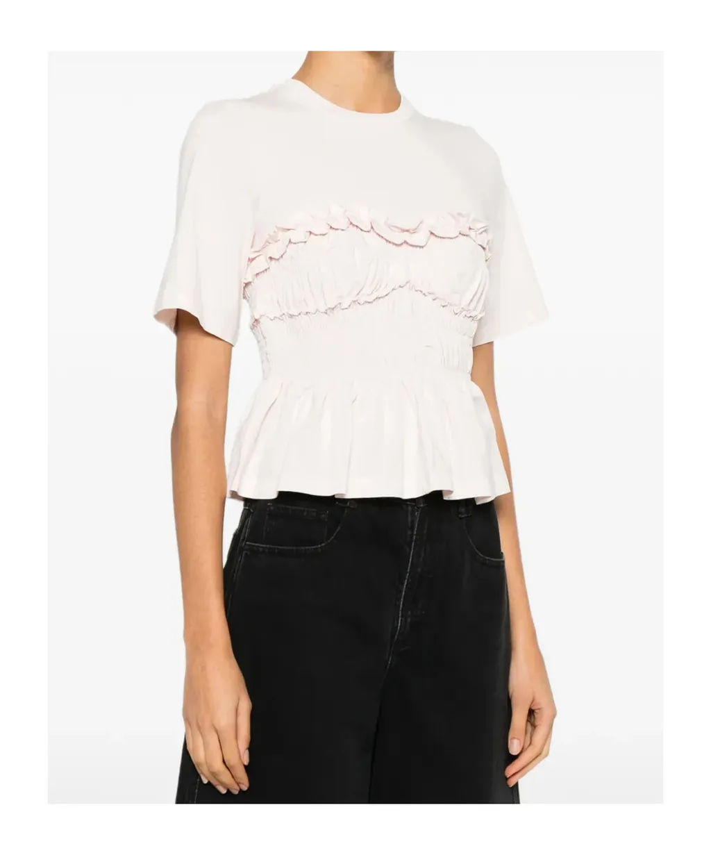 Cecilie Bahnsen Smocked Peplum T-Shirt