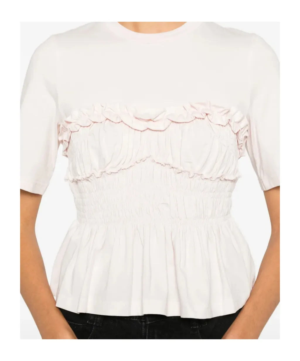 Cecilie Bahnsen Smocked Peplum T-Shirt