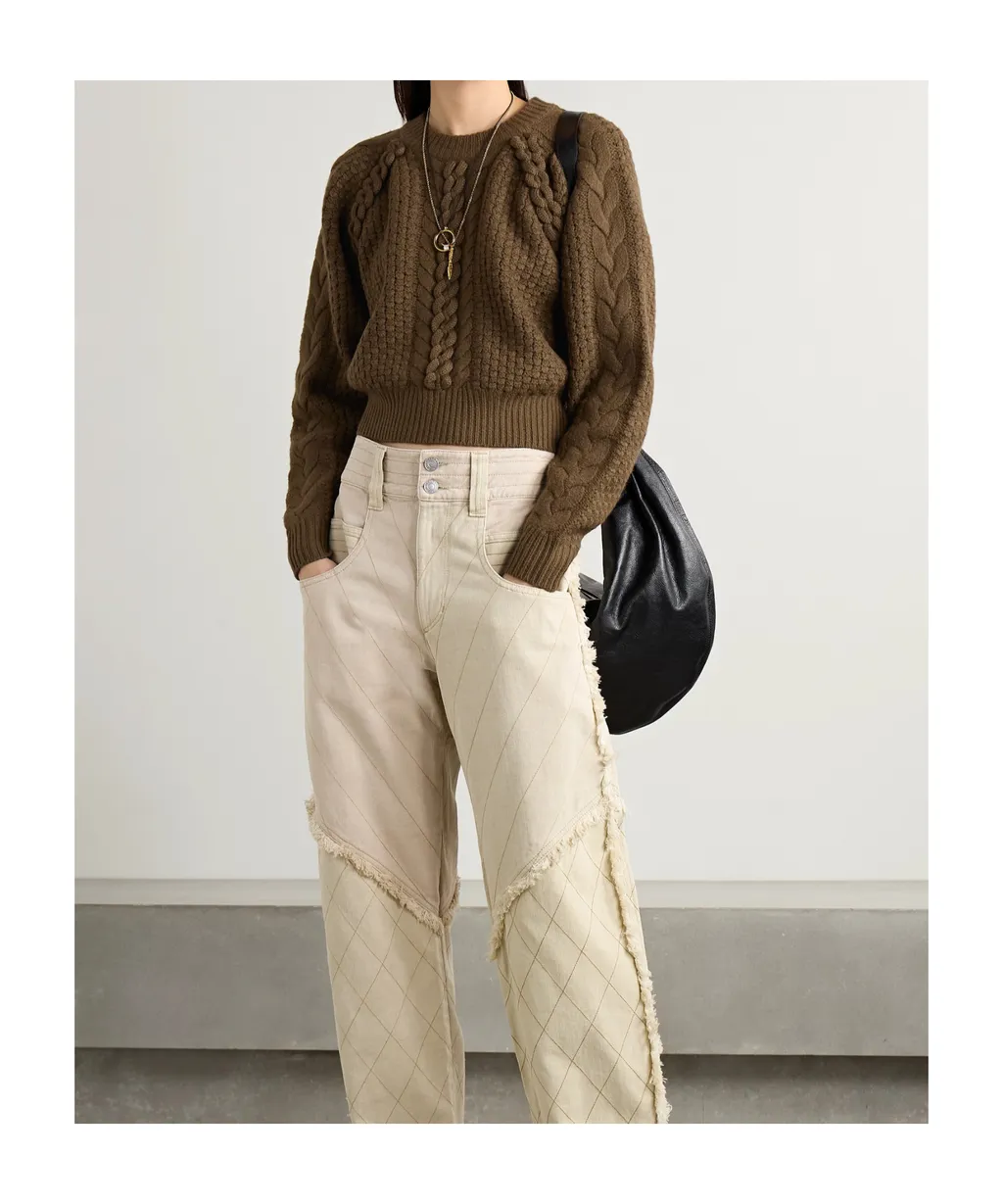 Obrero Cropped Cable-Knit Merino Wool Sweater