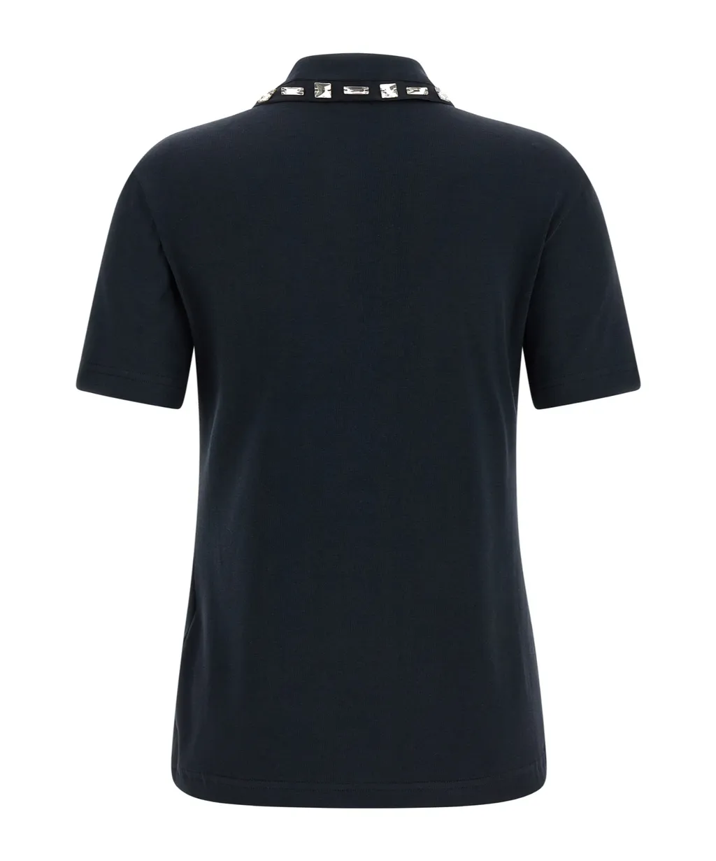 Fabiana Filippi Embellished Ribbed Short Sleeved Polo Shirt