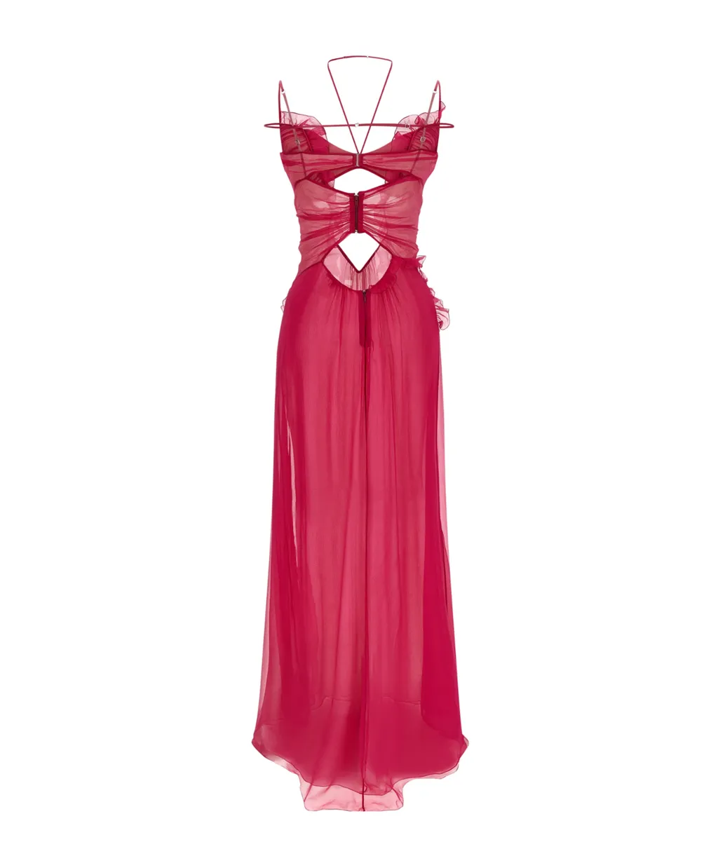 Nensi Dojaka Cut-Out Frilled Gown