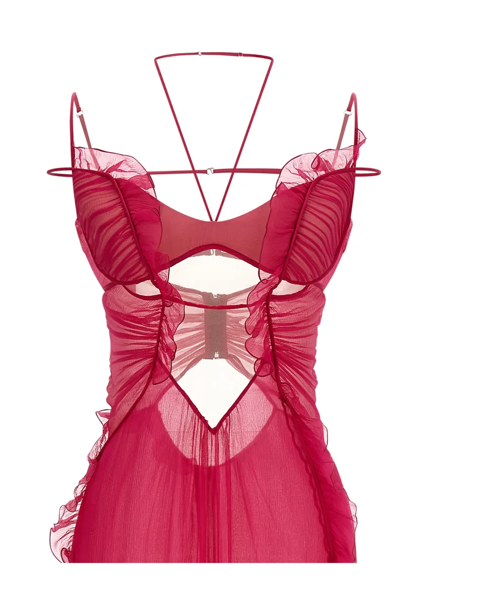 Nensi Dojaka Cut-Out Frilled Gown