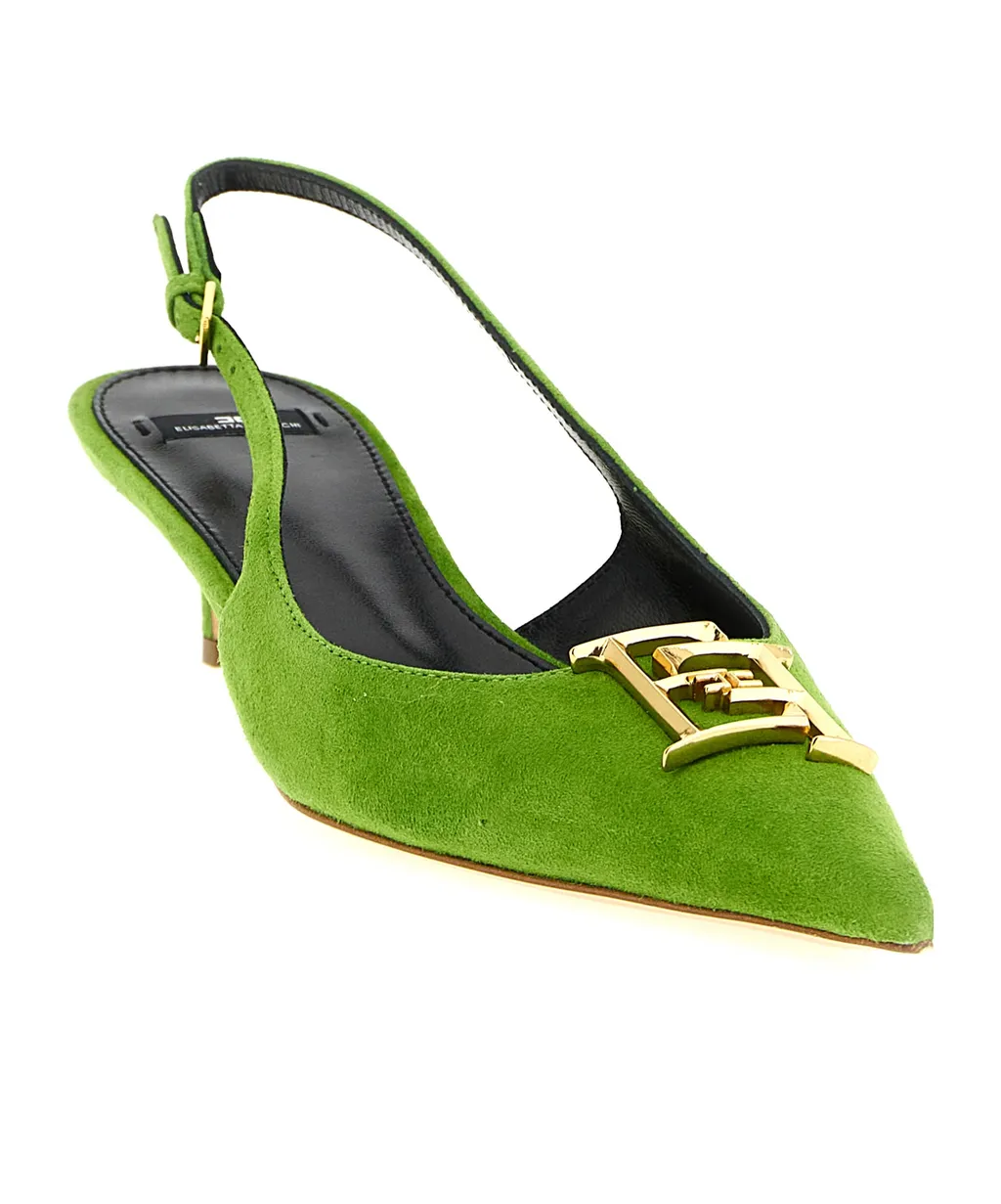 Elisabetta Franchi Logo Plaque Slingback Pumps
