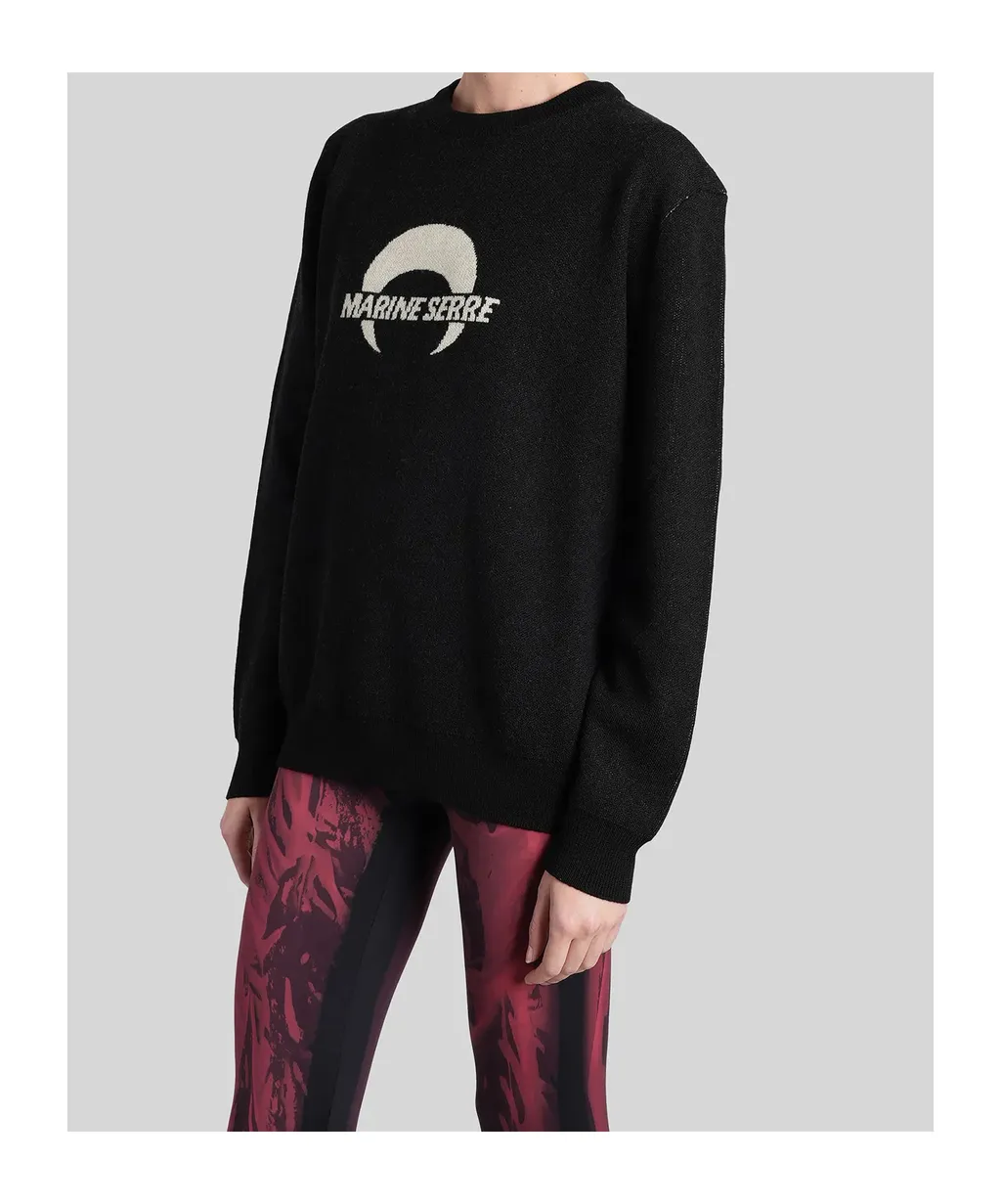 Marine Serre Logo Intarsia Crewneck Knitted Jumper