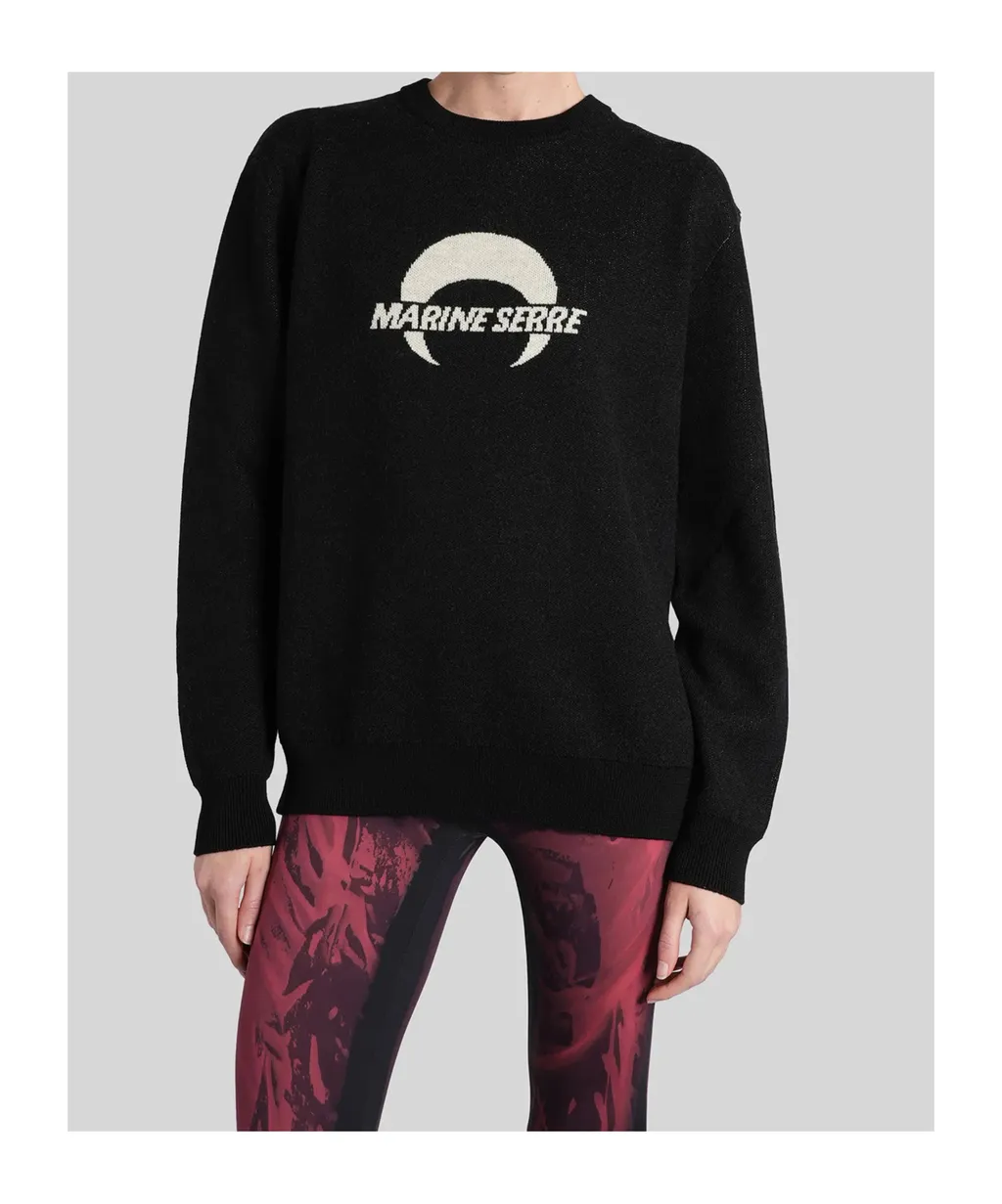 Marine Serre Logo Intarsia Crewneck Knitted Jumper