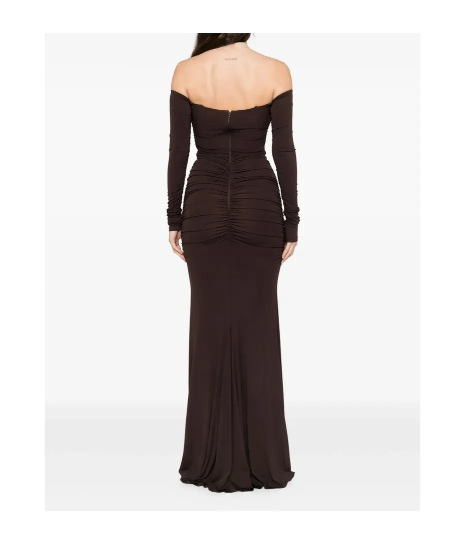 Off-The-Shoulder Gathered Maxi Dress