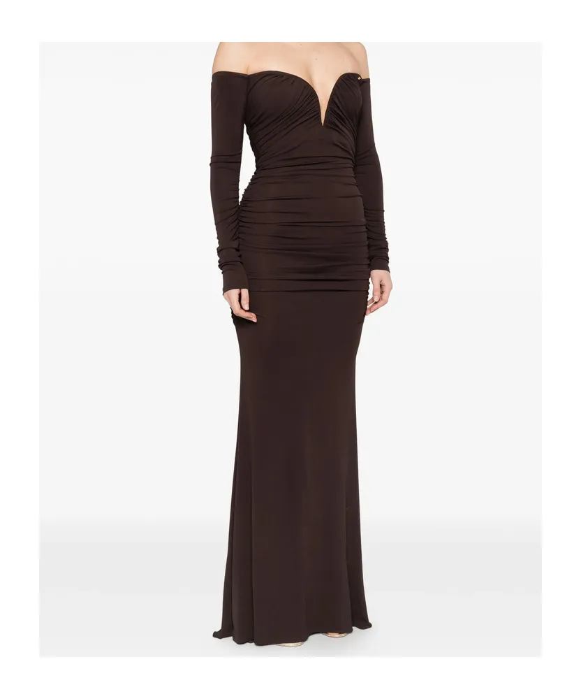 Off-The-Shoulder Gathered Maxi Dress