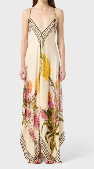 Long Printed Twill Dress