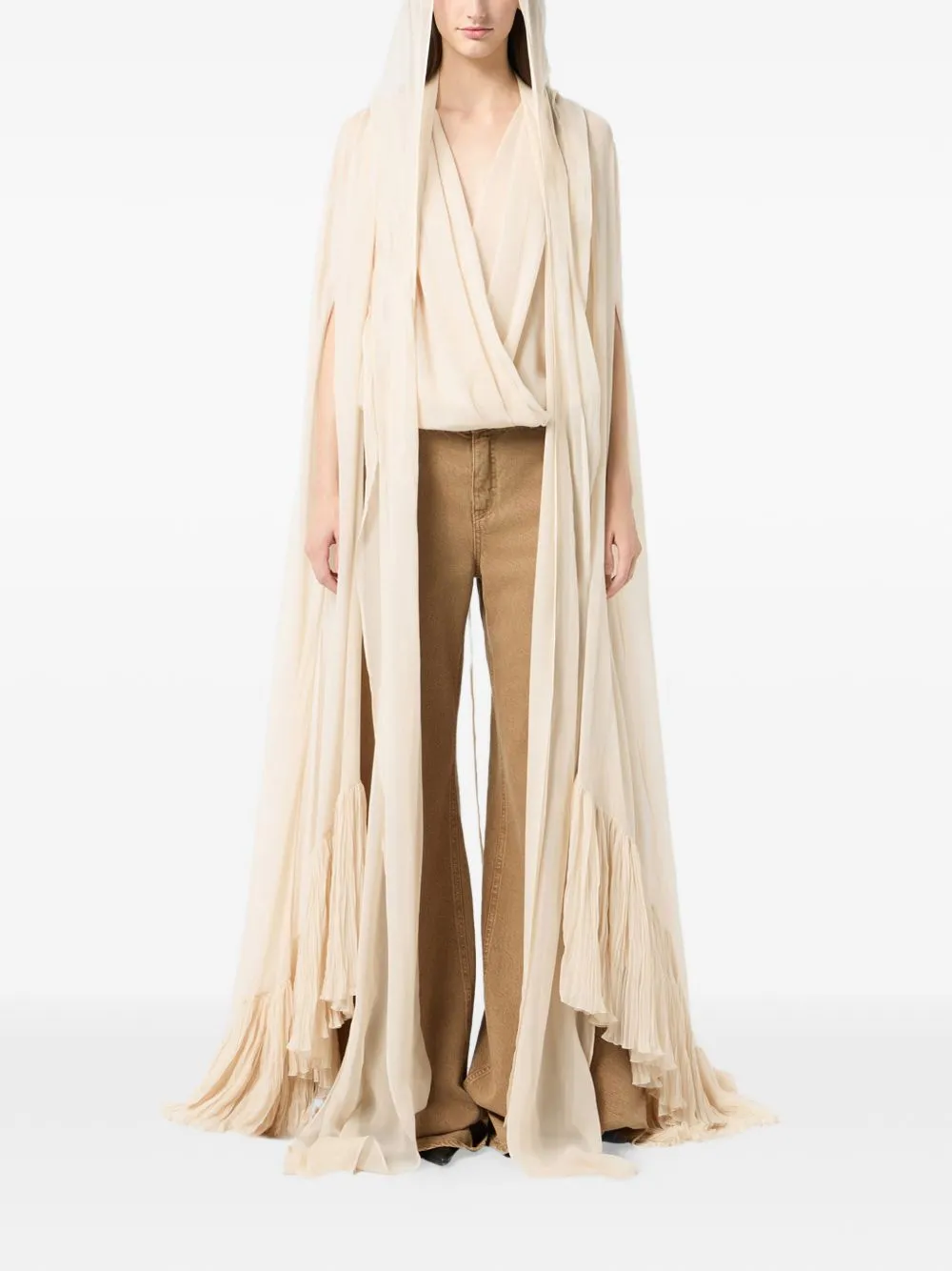 Jacquard Silk Wrap-Around Top
