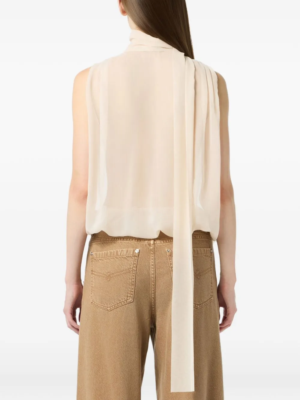 Jacquard Silk Wrap-Around Top