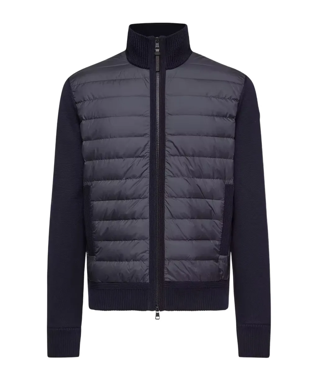 Padded Zip-Up Wool Cardigan