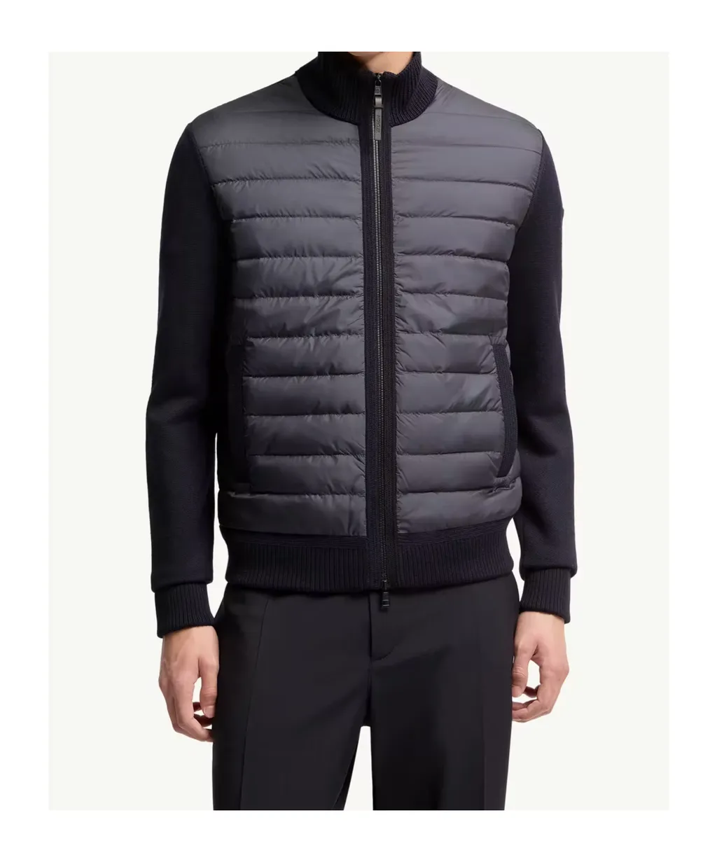 Padded Zip-Up Wool Cardigan