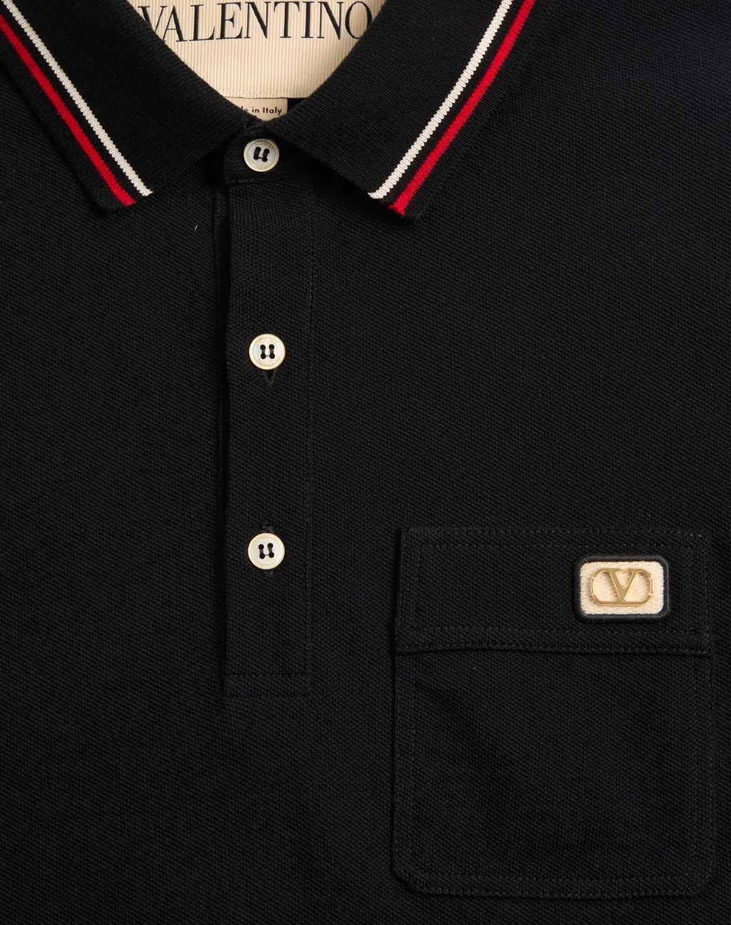 Cotton Piqué Polo Shirt With Vlogo Patch