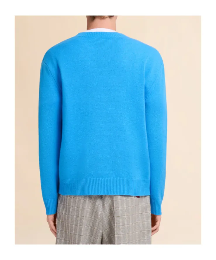 Bright Blue Cashmere Sweater With Marni Patch