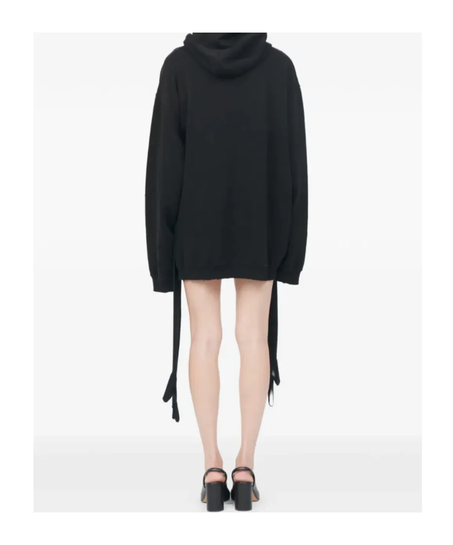 Mm6 Maison Margiela Tie Detailed Hooded Mini Dress