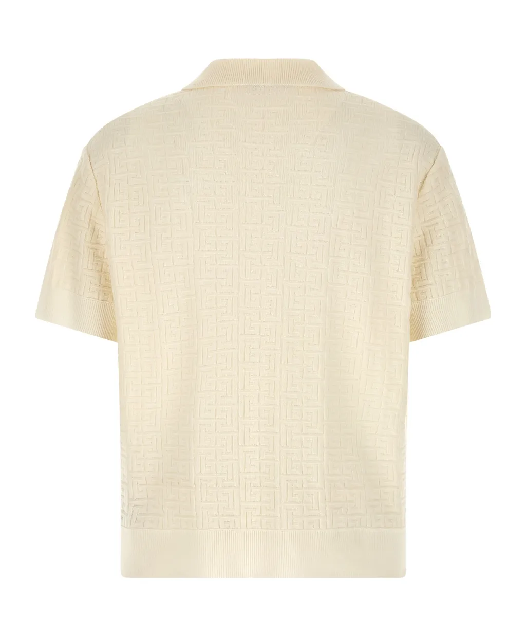 Balmain Monogram Knit Polo Shirt