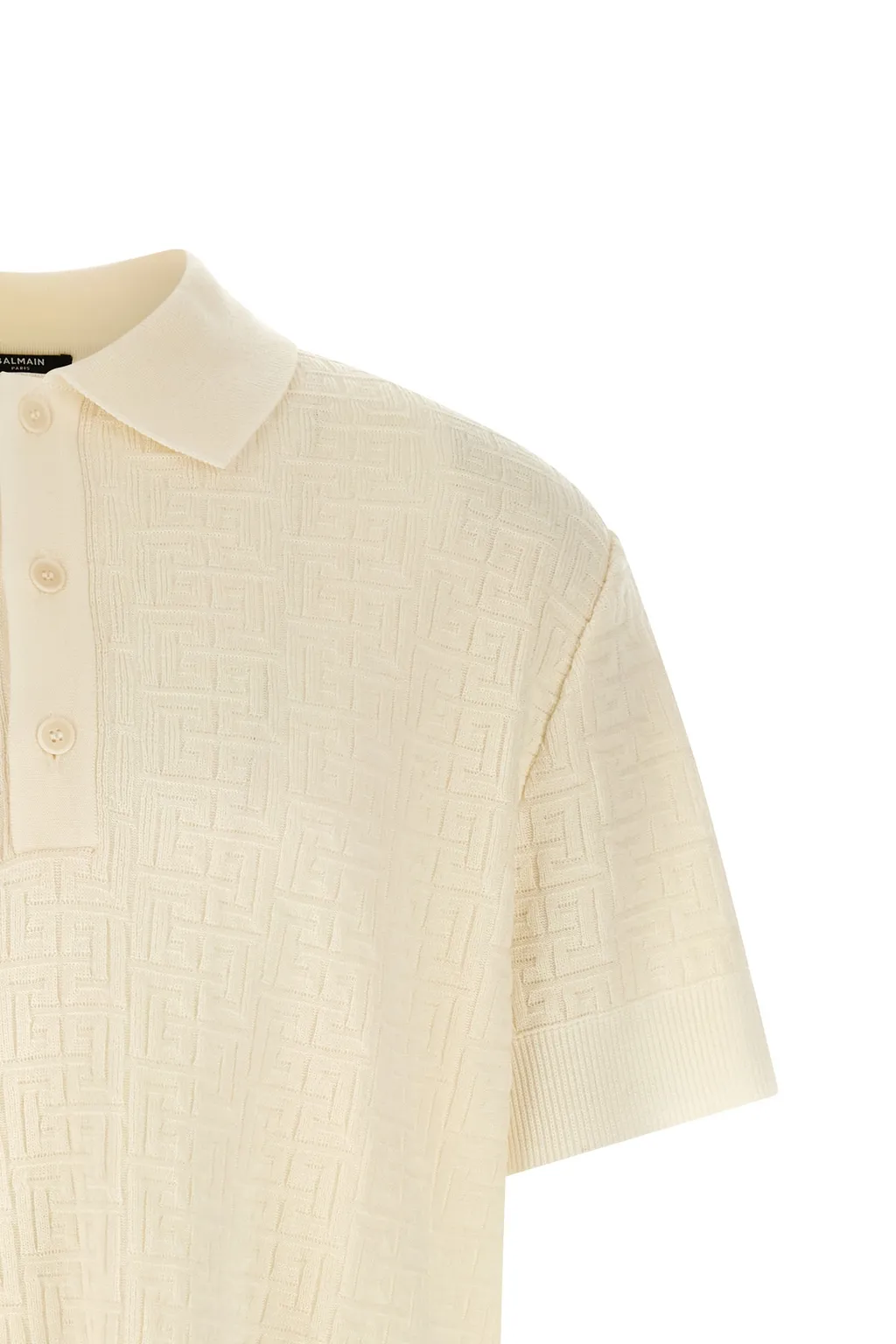 Balmain Monogram Knit Polo Shirt