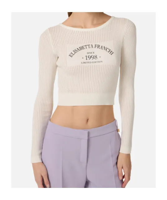 Elisabetta Franchi Printed Logo Knit Top