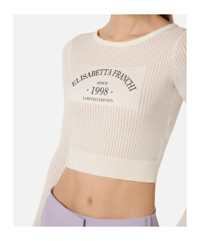 Elisabetta Franchi Printed Logo Knit Top