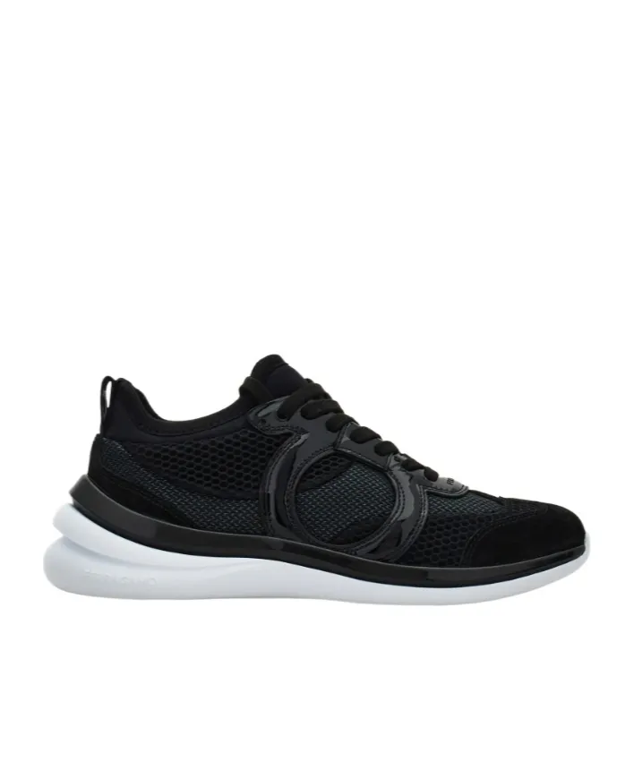 Gancini Sneaker With Mesh Detail