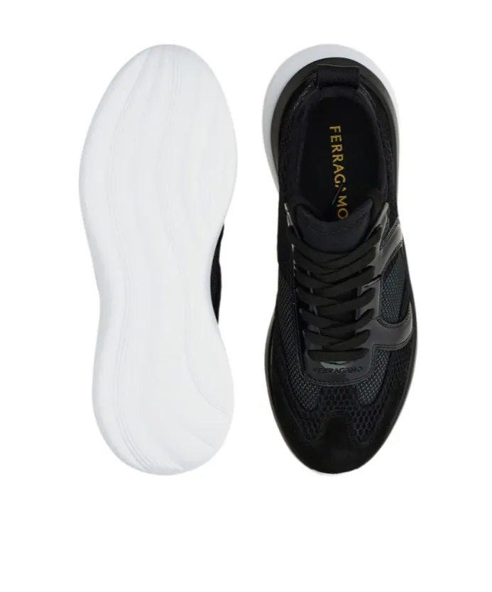 Gancini Sneaker With Mesh Detail