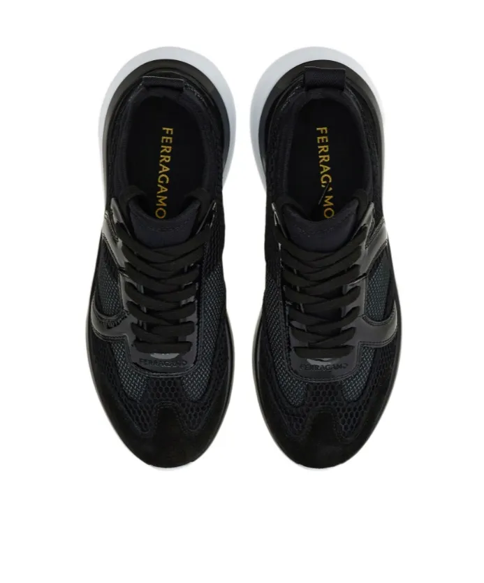Gancini Sneaker With Mesh Detail
