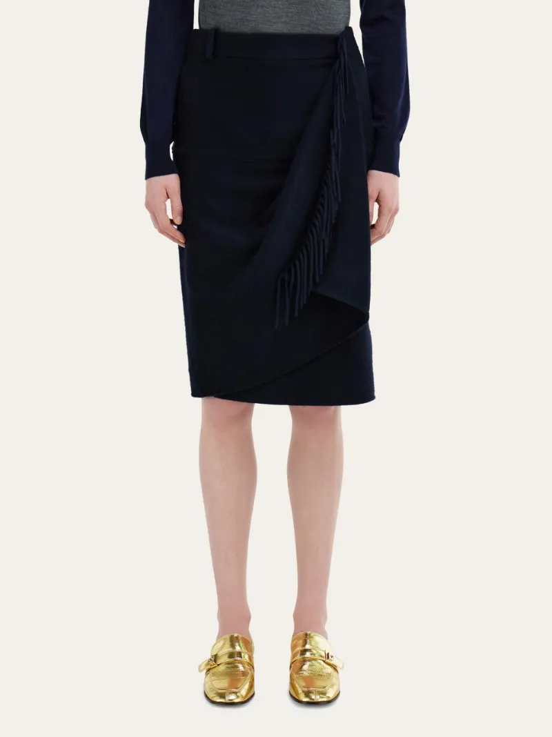 Wrap Skirt With Fringe Detail