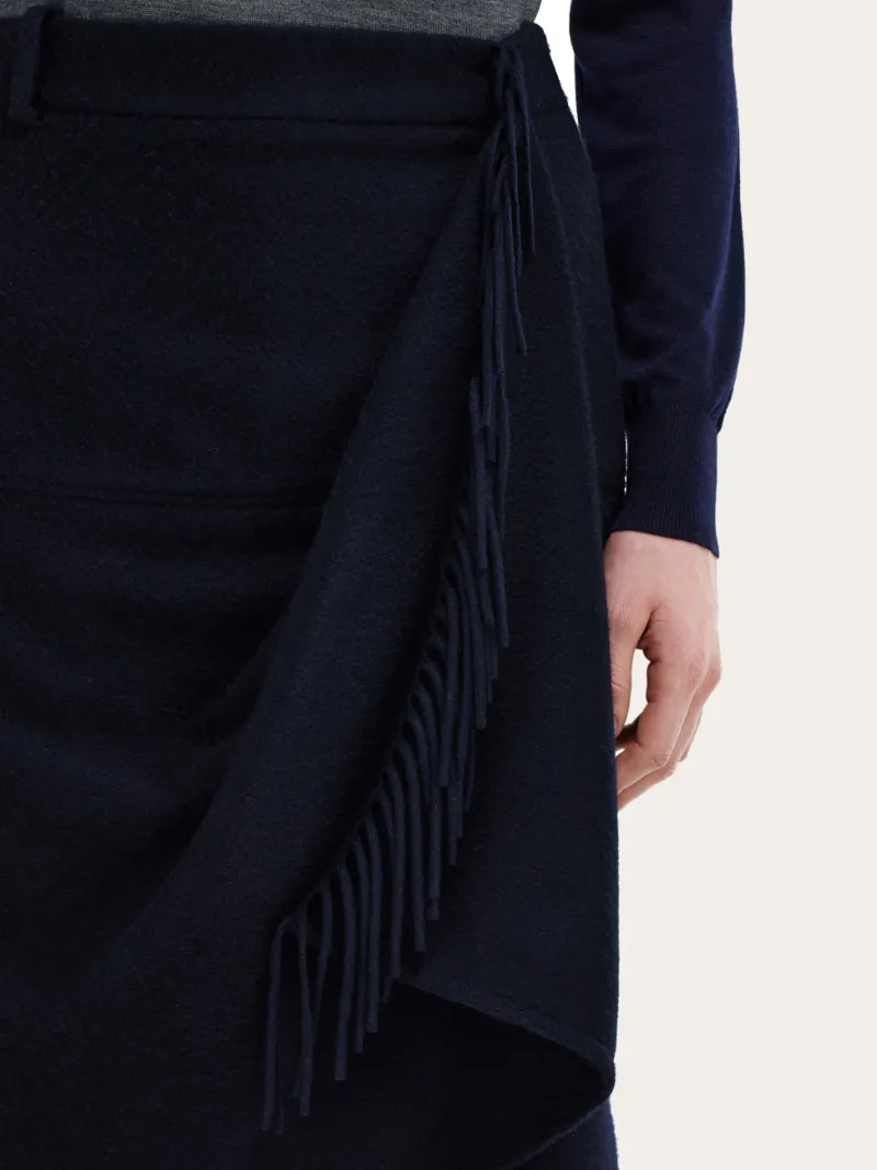 Wrap Skirt With Fringe Detail