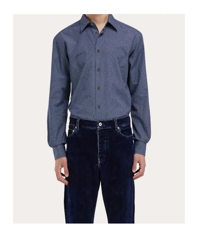 Ferragamo Monogram-Pattern Button-Up Shirt