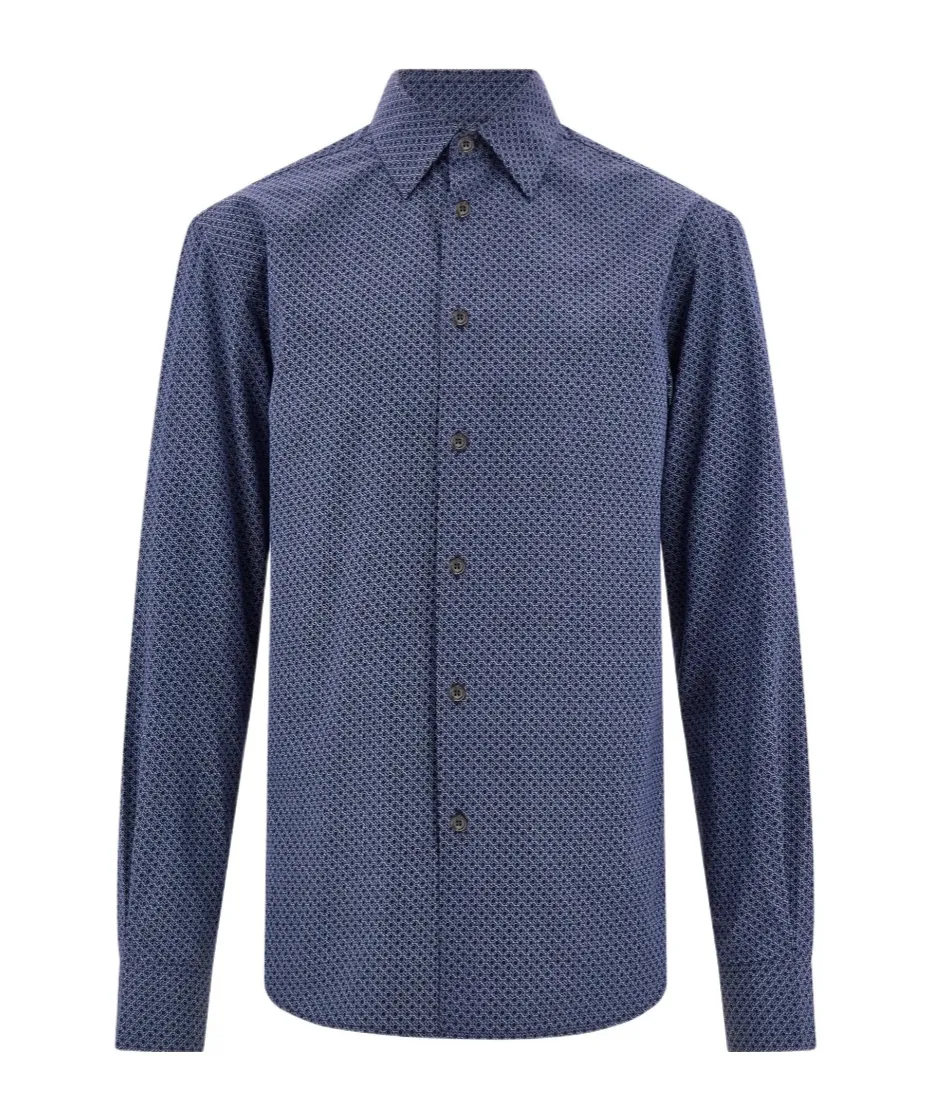 Ferragamo Monogram-Pattern Button-Up Shirt