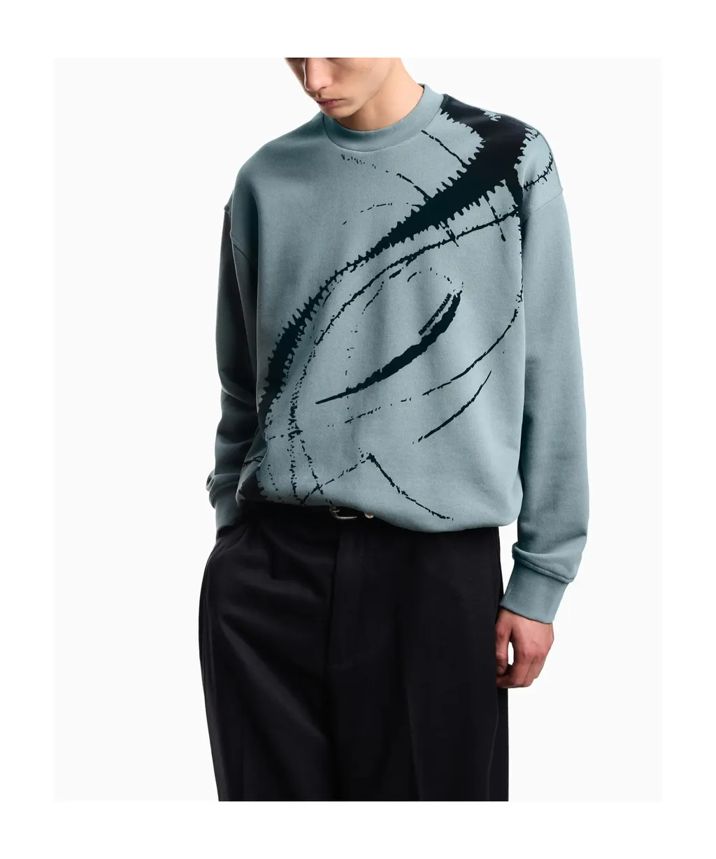 Abstract Print Drawstring Sweatshirt