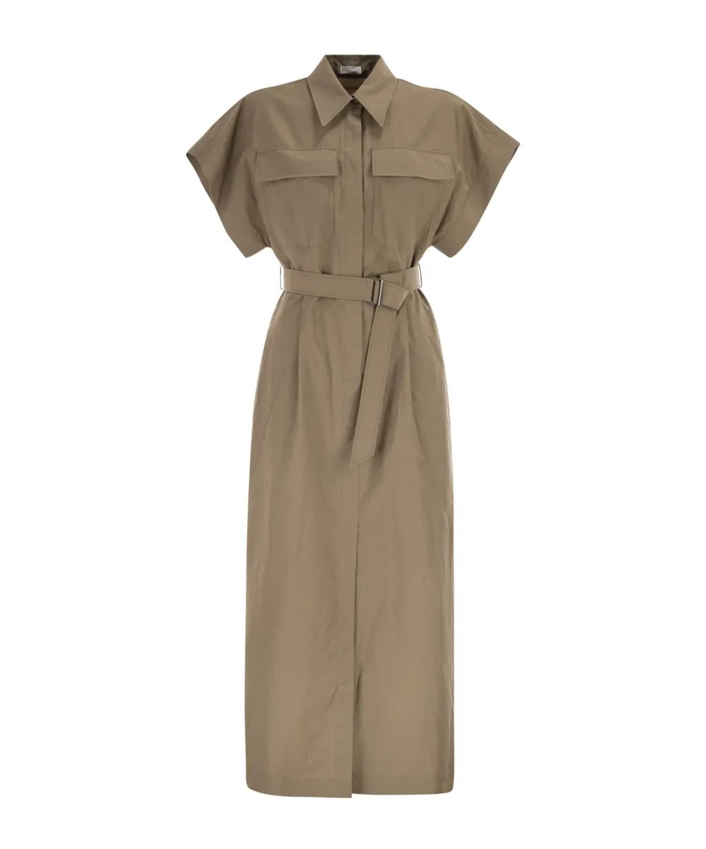 Pocket Belted Midi Dress