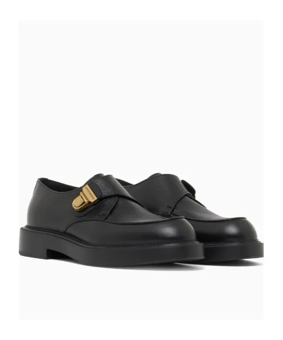 Icon Pebbled Leather Chunky Monk Straps