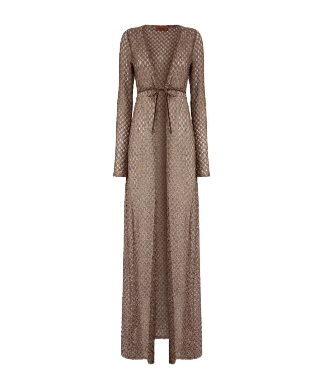 Long Cardigan In Lamé Viscose With Spiderweb Motif