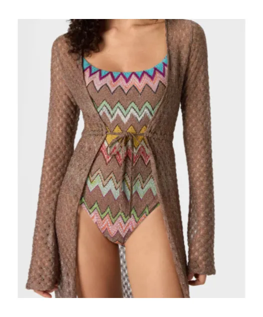 Long Cardigan In Lamé Viscose With Spiderweb Motif