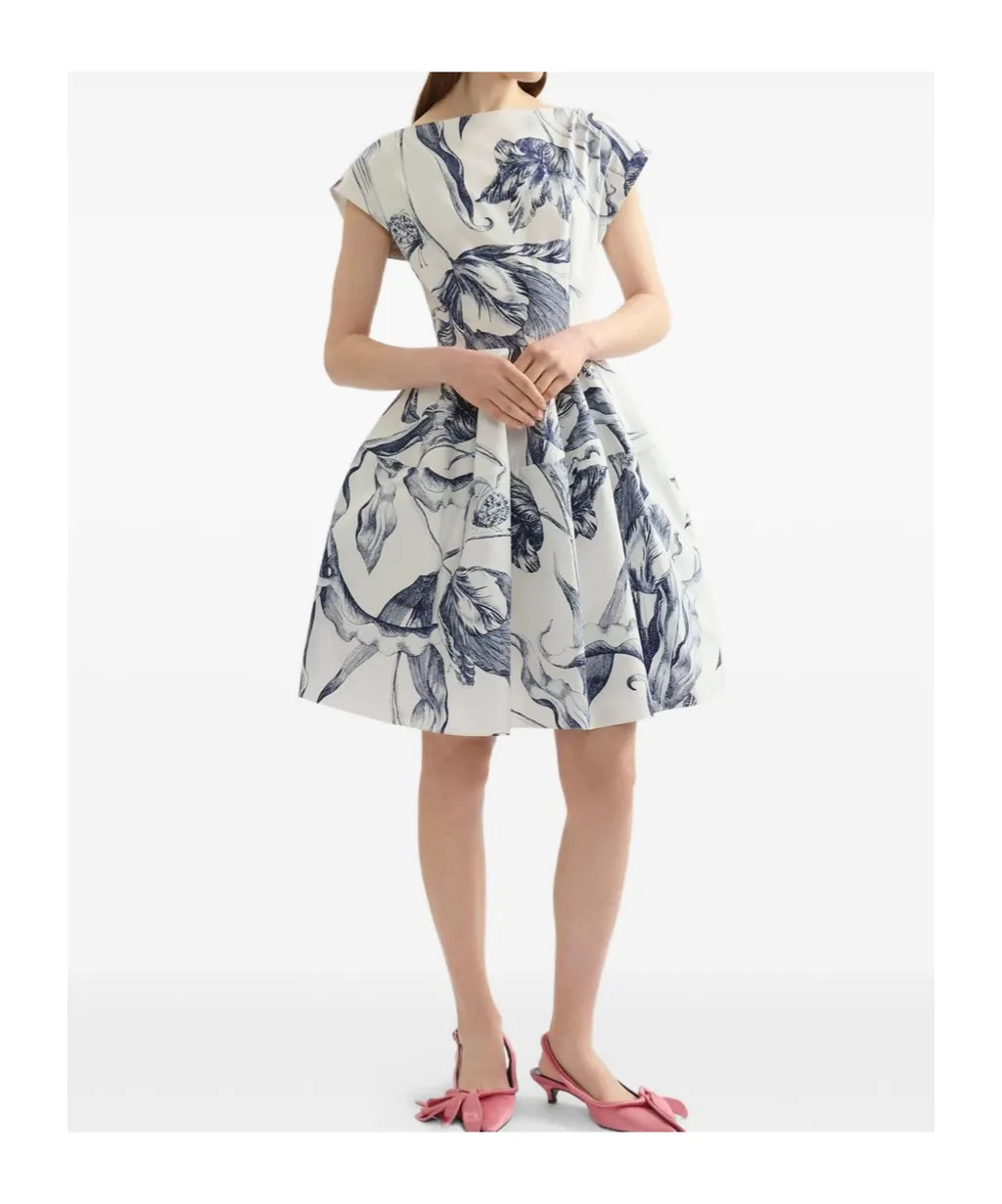 Short-Sleeve Floral-Print Mini Dress