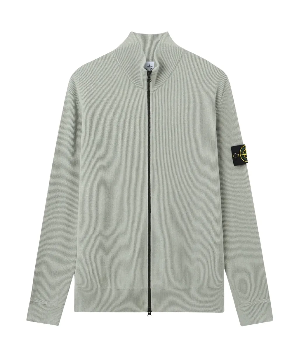 Stone Island Logo Patch Zip-Up Cardigan