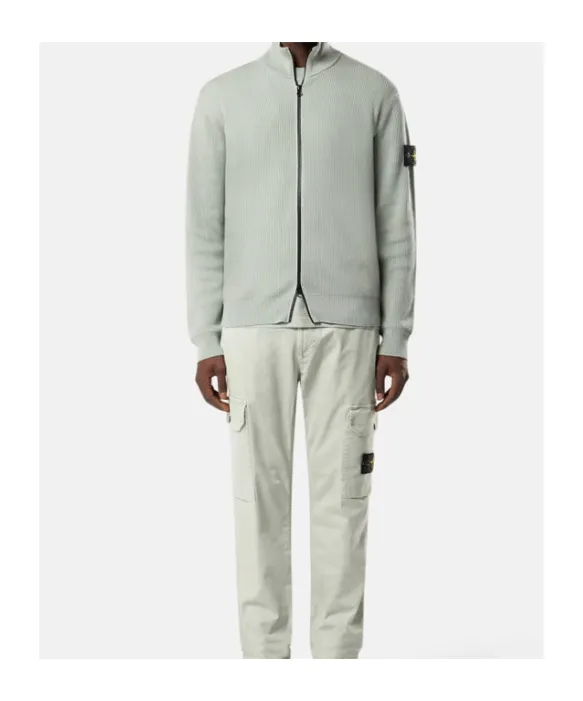 Stone Island Logo Patch Zip-Up Cardigan